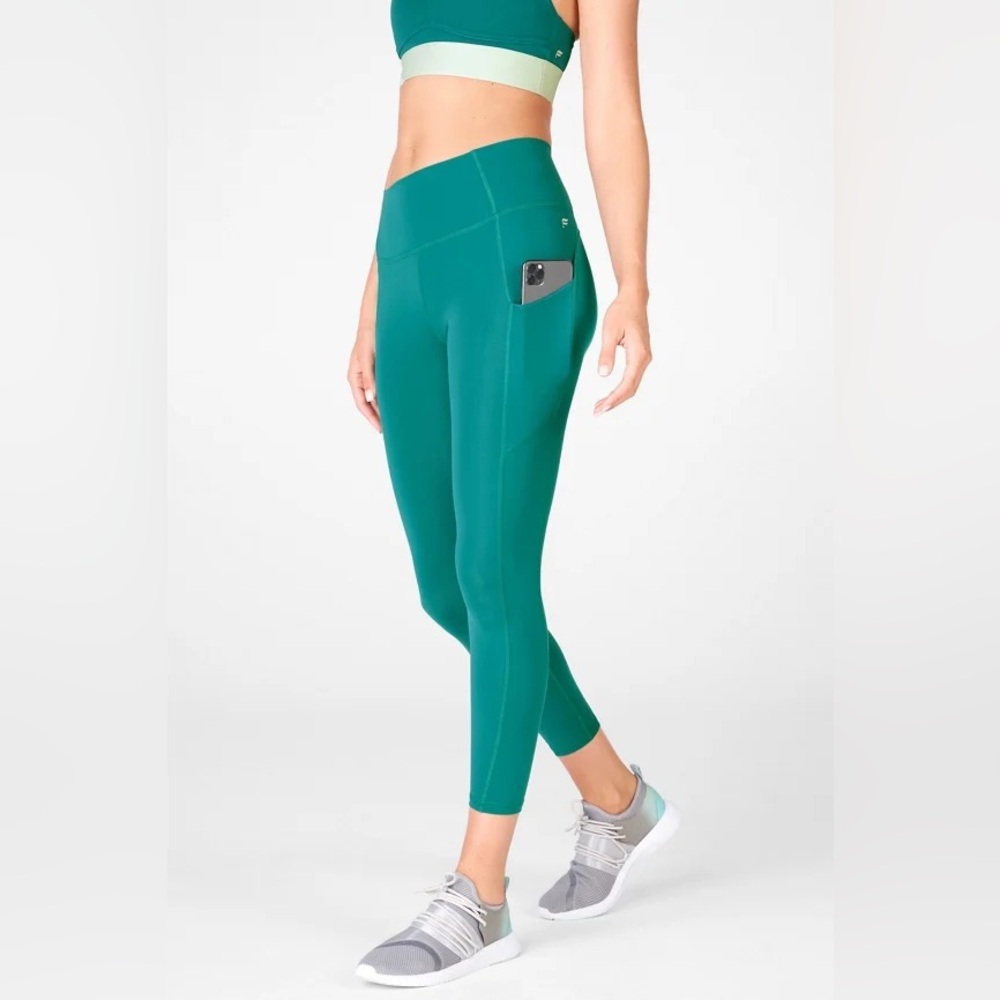 Fabletics Aqua High-Waisted Ankle Leggings